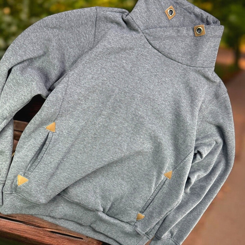 Base Level Lake Tahoe Cowl Neck Fleece Pullover Sweatshirt Womens XL Gray Warm